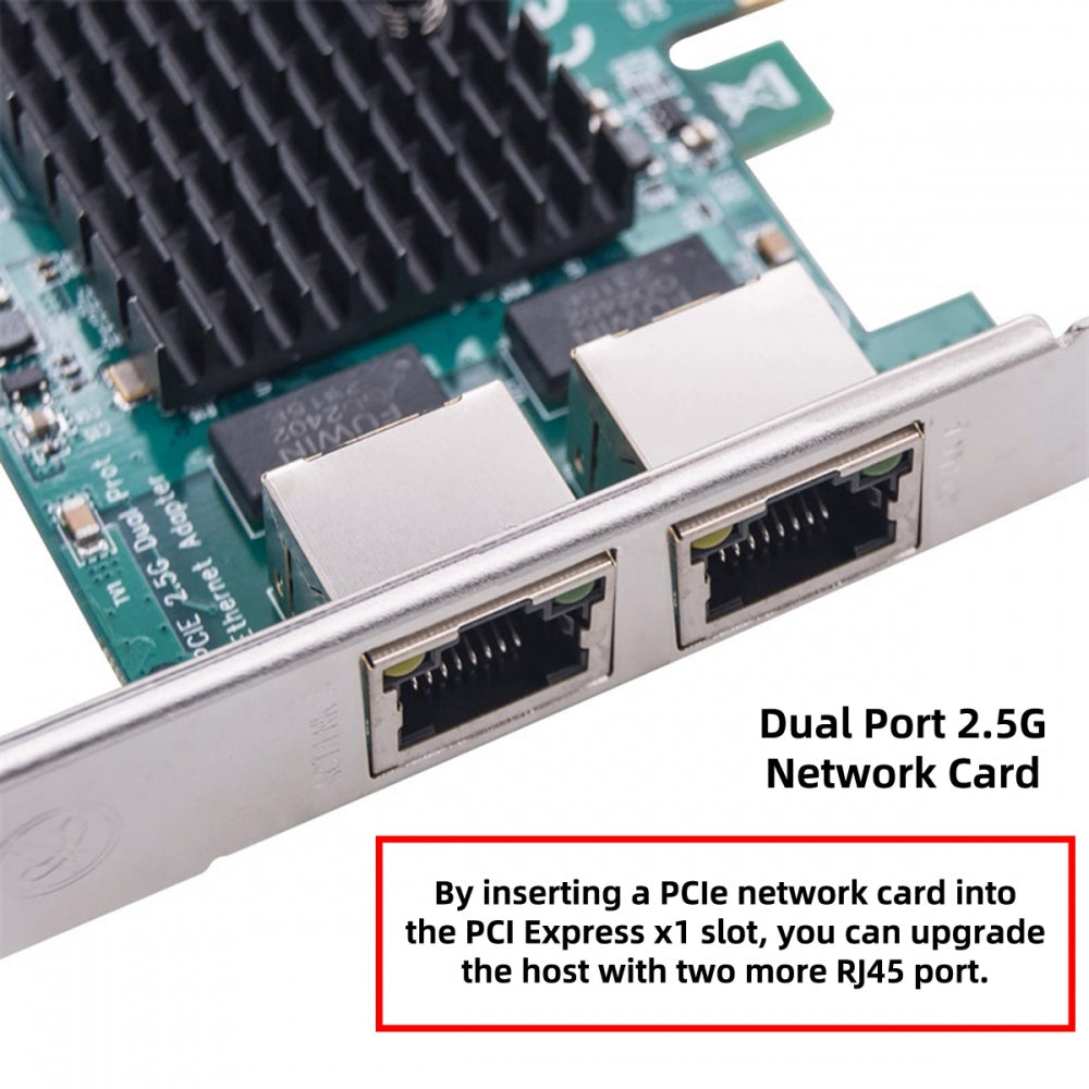 Dual Ports 2500Mbps 2.5Gbps to PCI-E PCI Express 1x GBE Gigabit 1000Mbps Ethernet Network LAN Cable Adapter for Desktop Motherboard