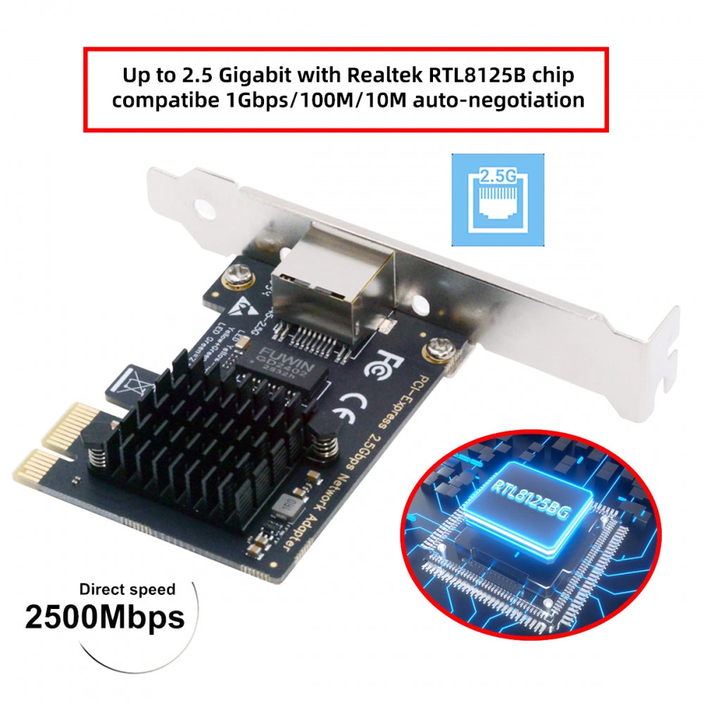 2500Mbps 2.5Gbps to PCI-E PCI Express 1x GBE Gigabit 1000Mbps Ethernet Network LAN Cable Adapter for Desktop Motherboard