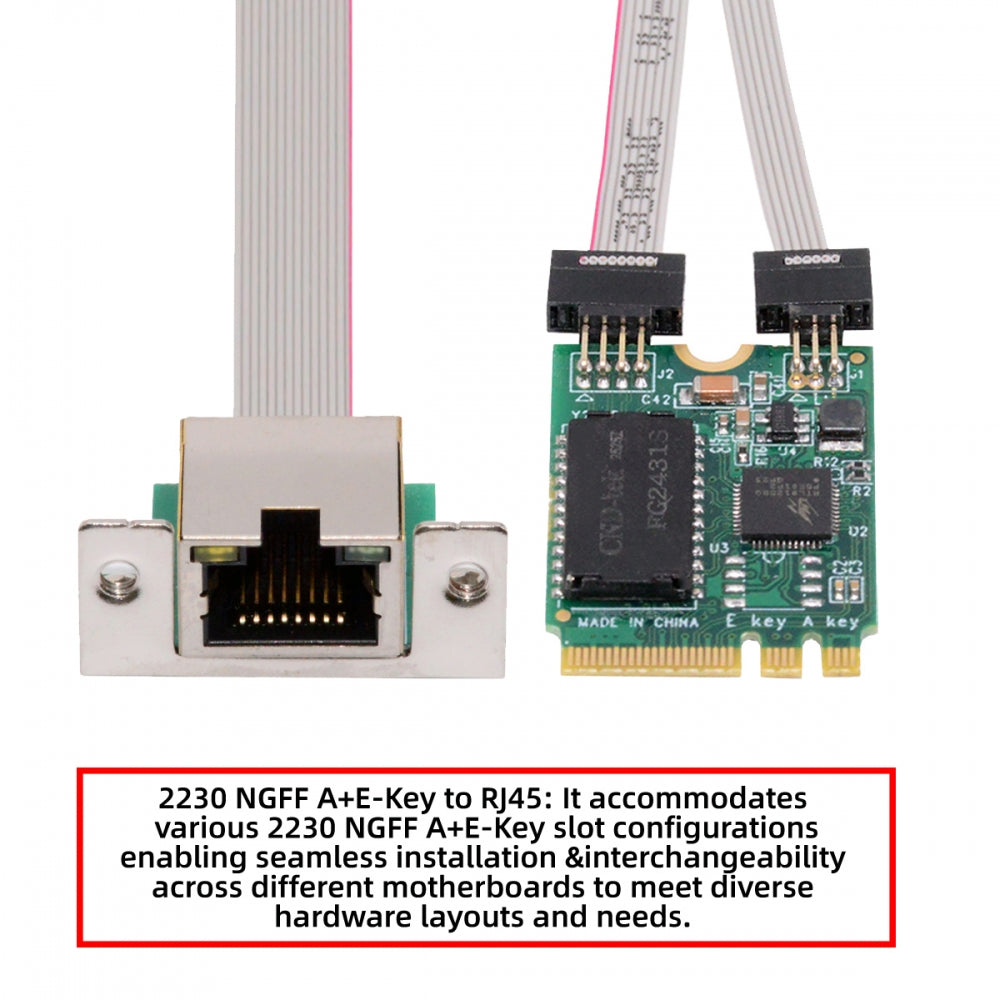 2500Mbps 2.5Gbps to 2230 NGFF A+E-Key GBE Gigabit 1000Mbps Ethernet Network LAN Cable Adapter for Desktop Motherboard