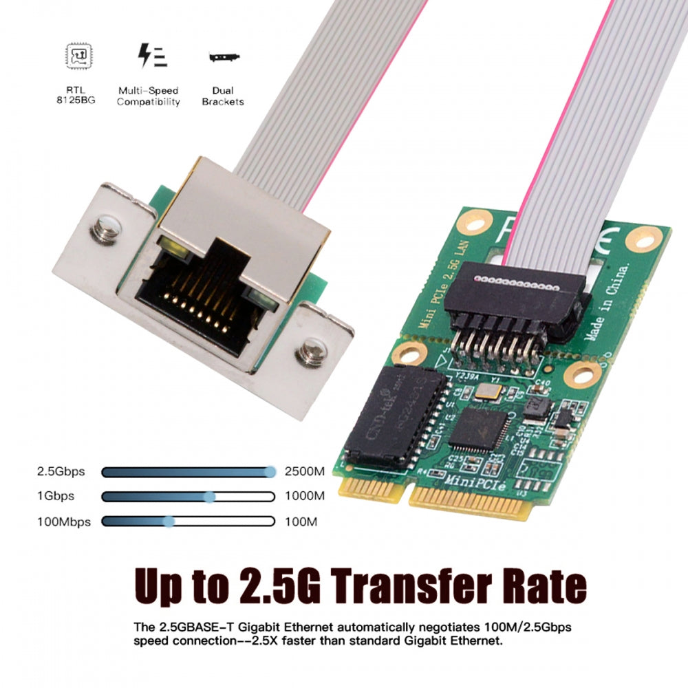 2500Mbps 2.5Gbps to Mini PCI-E PCI Express GBE Gigabit 1000Mbps Ethernet Network LAN Cable Adapter for Desktop Motherboard