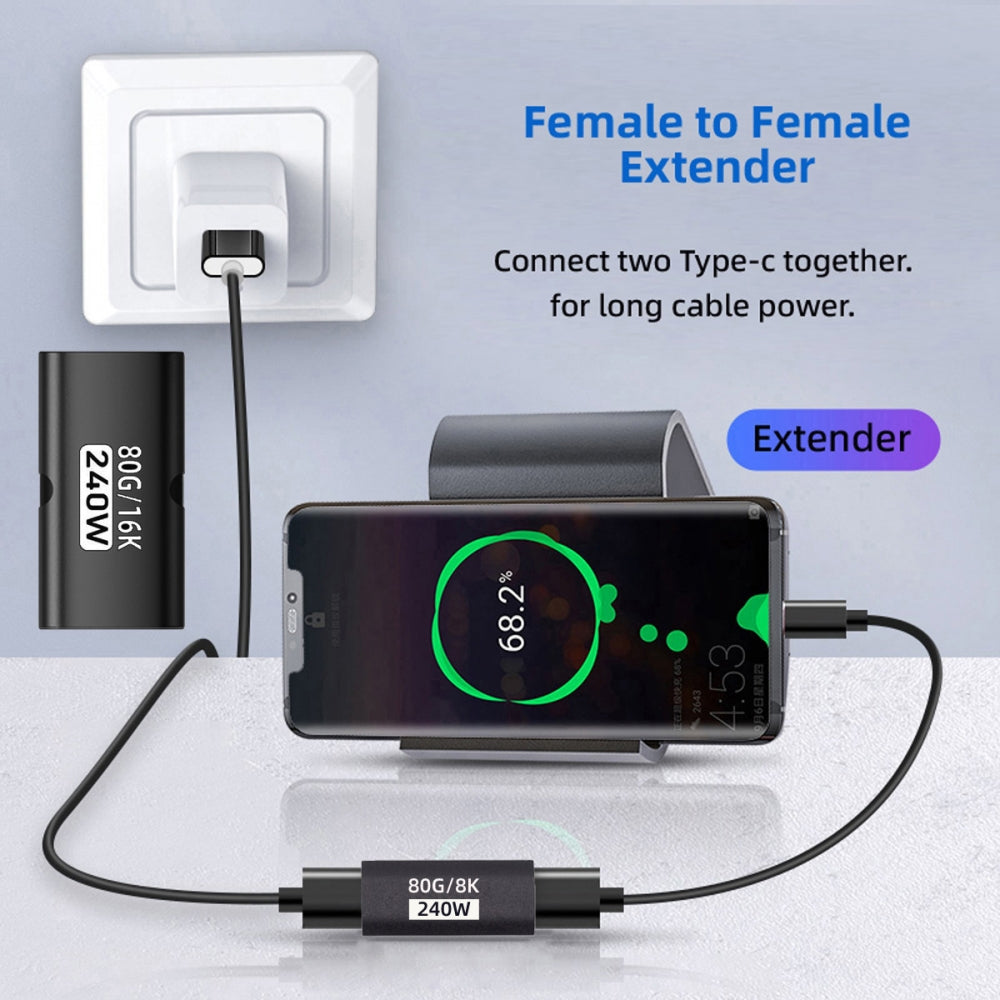 5pcs/lot USB5.0 80Gbps Female to Female Extension Adapter with 240W 16K 8K 5K Compatible with USB4.0 Thunderbolt3/4/5