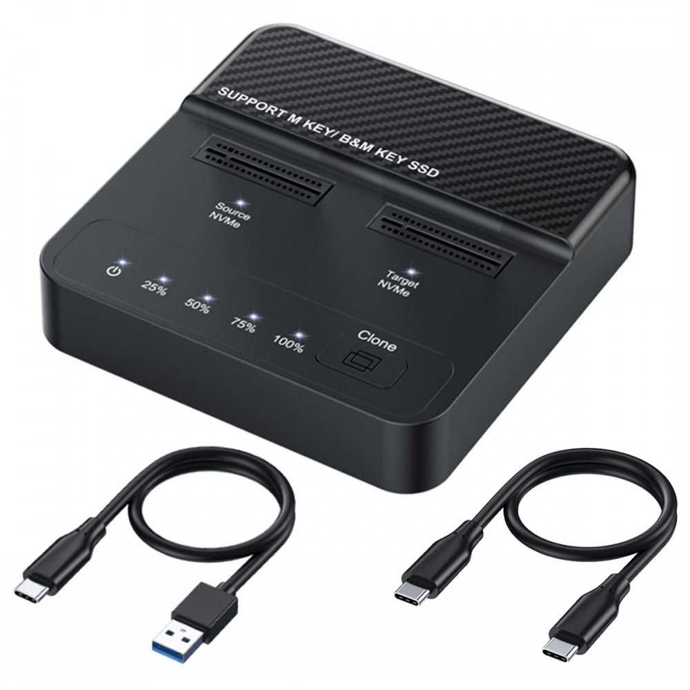 Cloner Dual-Bay NVME M.2 NGFF M-Key to USB-C Type-C One-Click Offline Clone Backup Enclosure 20Gbps Hyper Vertical Duplicator
