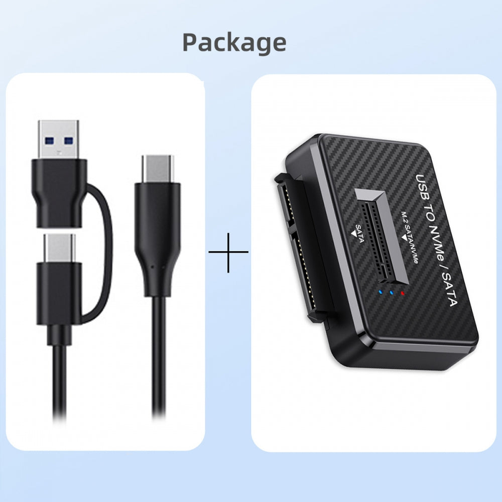 USB 3.0 USB-C Type-C to Dual NVME M-key M.2 NGFF & SATA 2.5 Inch SSD Docking Vertical External PCBA Case Enclosure