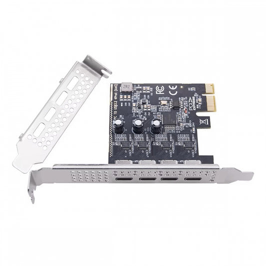 USB3.1 Gen1 5Gbps Four Ports Type-C USB-C Female to PCI-E Express 1x Card Adapter uPD720201 with Low Profile Bracket