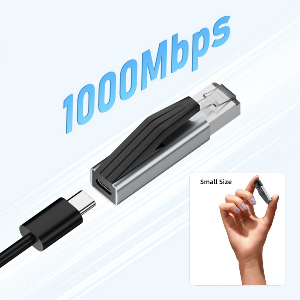 USB-C Female Host to Ethernet Adapter USB Type-C to RJ45 Male 1000Mbps Gigabit LAN Network Compatible with Thunderbolt
