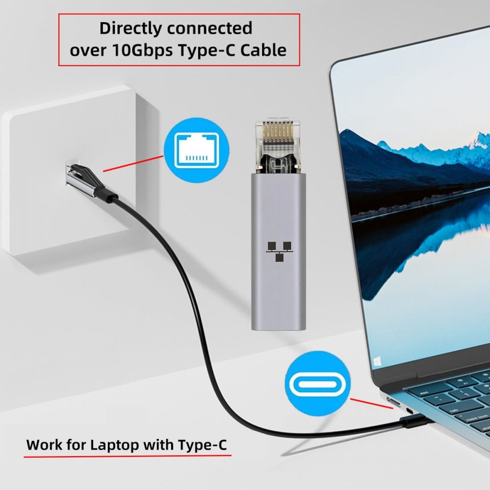 USB-C Female Host to Ethernet Adapter USB Type-C to RJ45 Male 1000Mbps Gigabit LAN Network Compatible with Thunderbolt