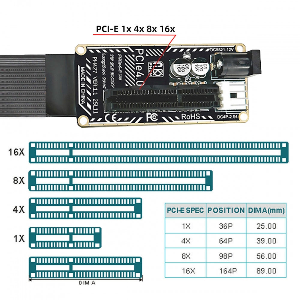 M.2 NGFF NVMe M-Key to PCI-E X1 X4 X8 X16 Cable Graphics Card Extension Adapter PCI-Express for M2 2260 2280