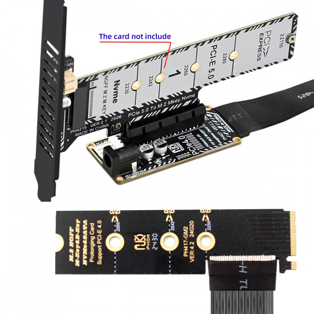 M.2 NGFF NVMe M-Key Right Angled Type 90 Degree to PCI-E X1 X4 X8 X16 Cable Graphics Card Extension Adapter PCI-Express for M2 2260 2280