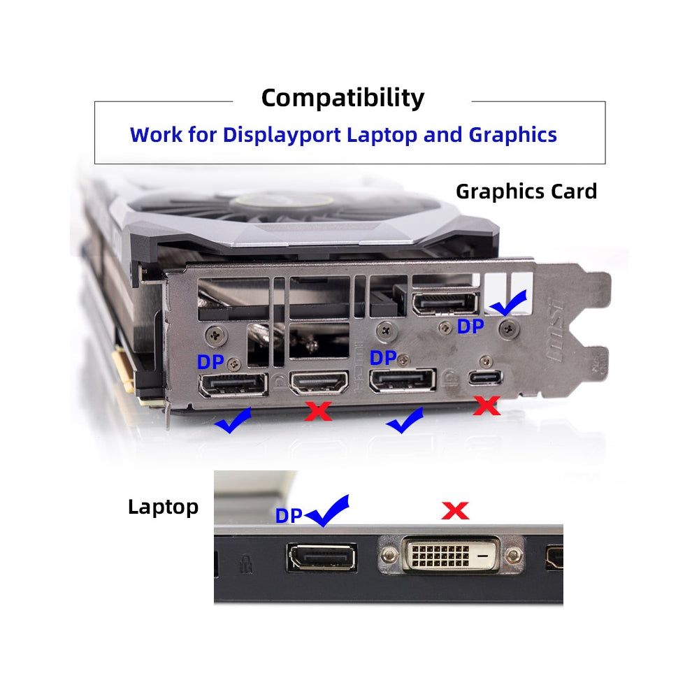 CY DP Virtual Display Adapter Displayport Dummy Plug Headless Ghost Emulator 4K@17hz Black