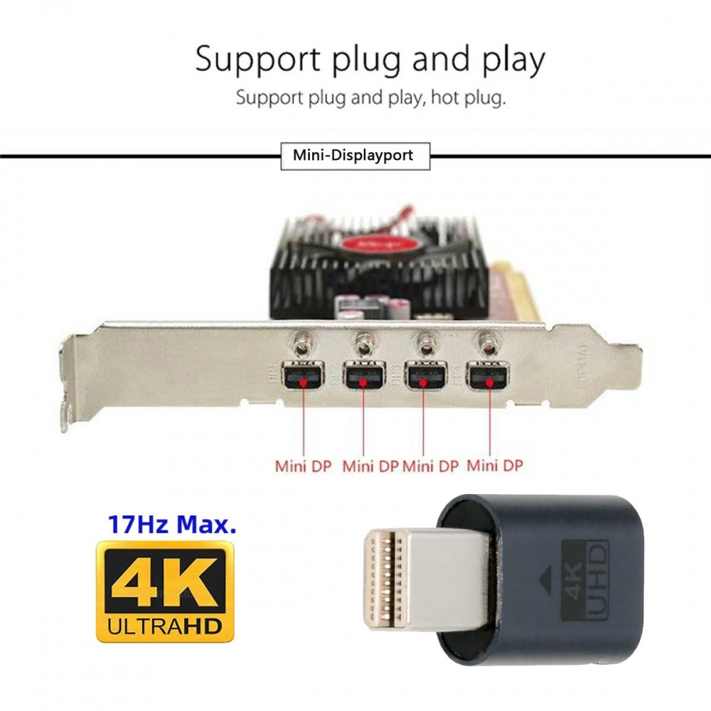 CY Mini-DP Virtual Display Adapter Mini Displayport Dummy Plug Headless Ghost Emulator 4K@17hz with LED Light Blue