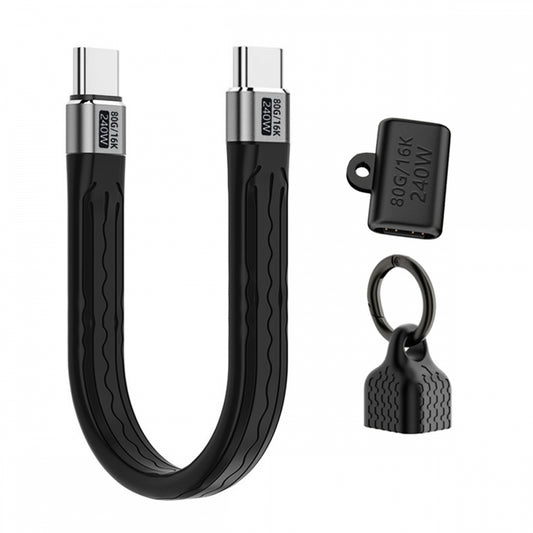 USB5.0 80Gbps Flat Slim FPC Cable 240W 16K@30hz 8K 60Hz 5K & Female Extender Lanyard Strap Chain Compatible with 40Gbps USB4.0 Thunderbolt3/4/5