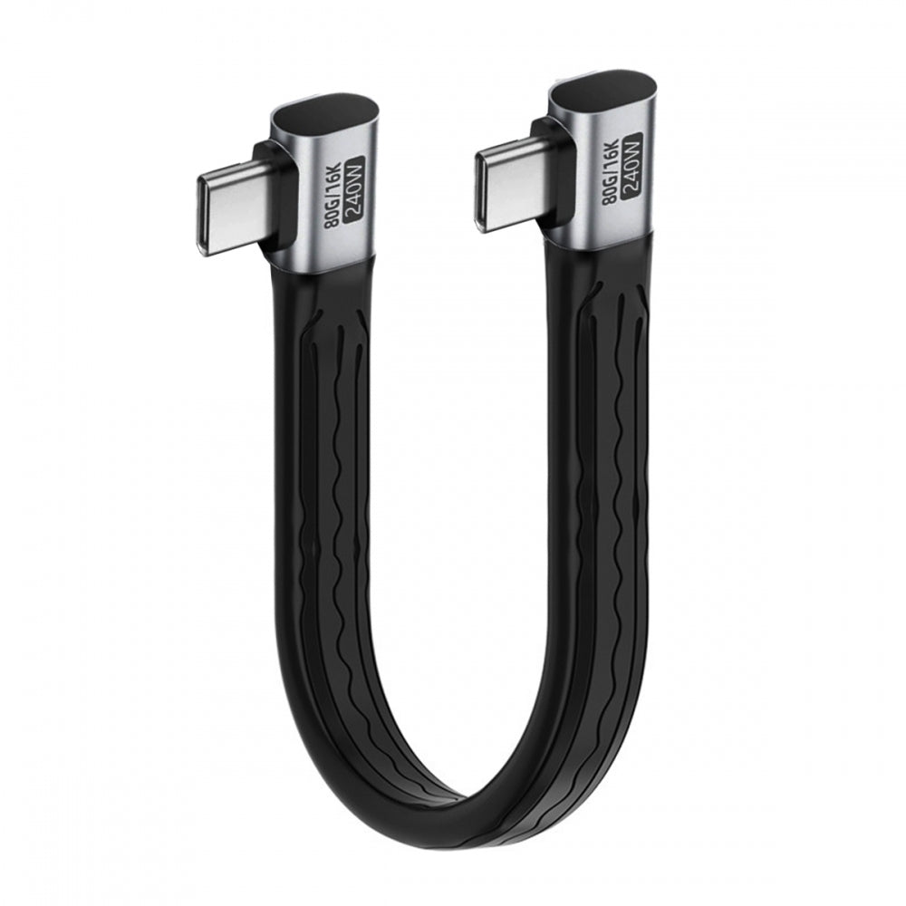 Dual Right Angled USB5.0 80Gbps Flat Slim FPC Cable 13cm with 240W and 16K@30hz 8K 5K@60Hz Compatible with USB4.0 Thunderbolt3/4/5