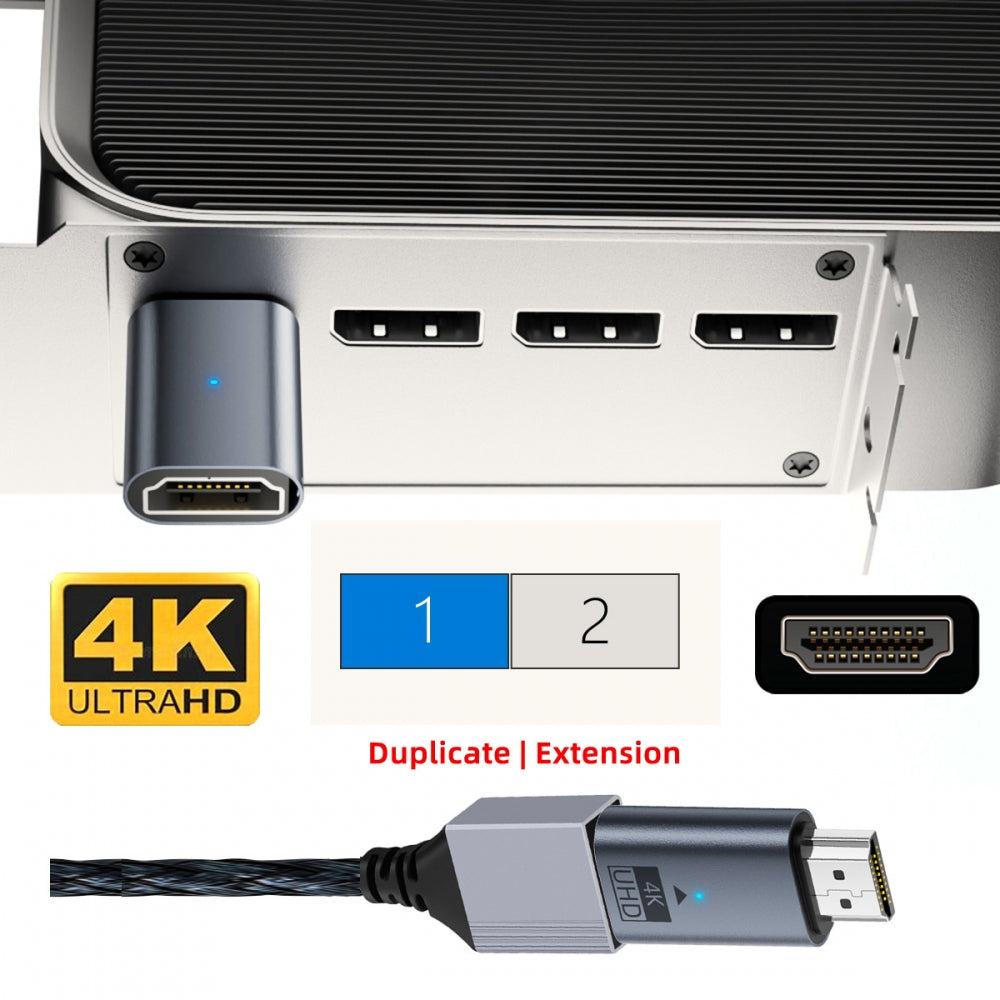 Blue CY Virtual Display Adapter 4K HDMI 1.4 Male to Female Extension DDC EDID Dummy Plug Headless Ghost Display Emulator HDTV 4K@60Hz