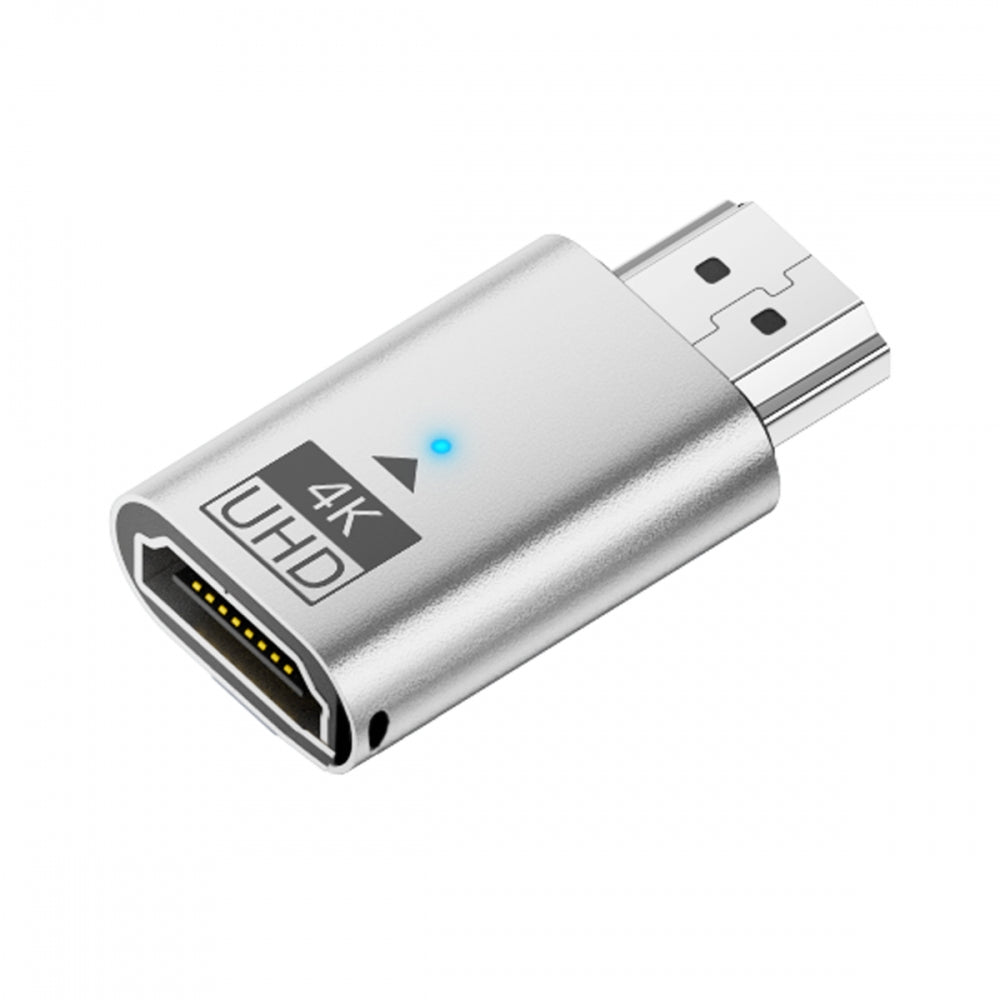 Silver CY Virtual Display Adapter 4K HDMI 1.4 Male to Female Extension DDC EDID Dummy Plug Headless Ghost Display Emulator HDTV 4K@60Hz