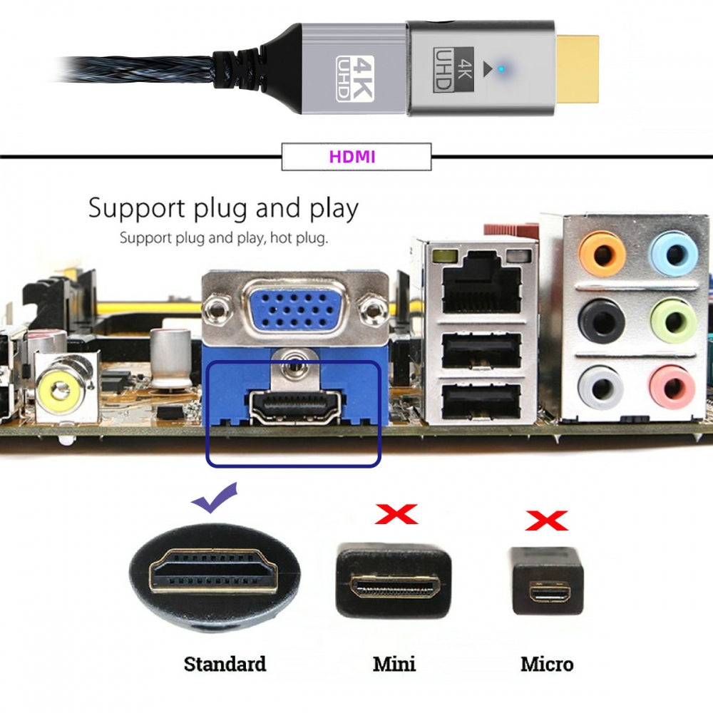 Silver CY Virtual Display Adapter 4K HDMI 1.4 Male to Female Extension DDC EDID Dummy Plug Headless Ghost Display Emulator HDTV 4K@60Hz