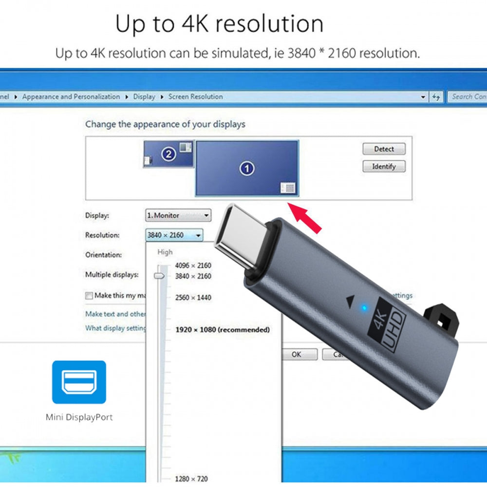 Blue CY Virtual Display Adapter USB4.0 USB5.0 USB-C Type-C DDC EDID Dummy Plug Headless Ghost Display Emulator 4K@60Hz Compatible with Thunderbolt3/4/5