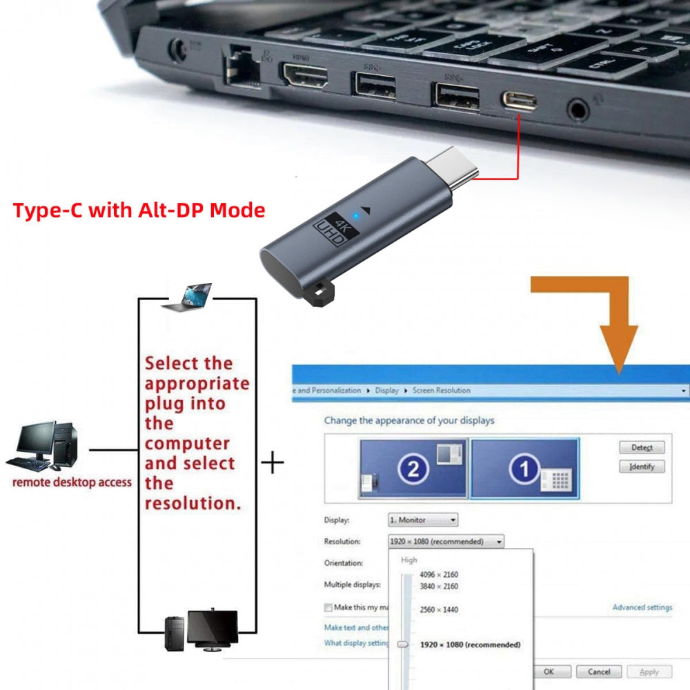 Blue CY Virtual Display Adapter USB4.0 USB5.0 USB-C Type-C DDC EDID Dummy Plug Headless Ghost Display Emulator 4K@60Hz Compatible with Thunderbolt3/4/5
