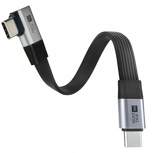20cm USB5.0 80Gbps Flat Slim FPC Male to Male Extension Cable Right Angled 90 Degree 240W 16K 8K 60Hz 5K Compatible with 40Gbps USB4.0 Thunderbolt3/4/5