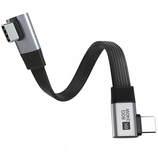 20cm USB5.0 80Gbps Flat Slim FPC Male to Male Extension Cable Low Profile to Right Angled 90 Degree 240W 16K 8K 60Hz 5K Compatible with 40Gbps USB4.0 Thunderbolt3/4/5