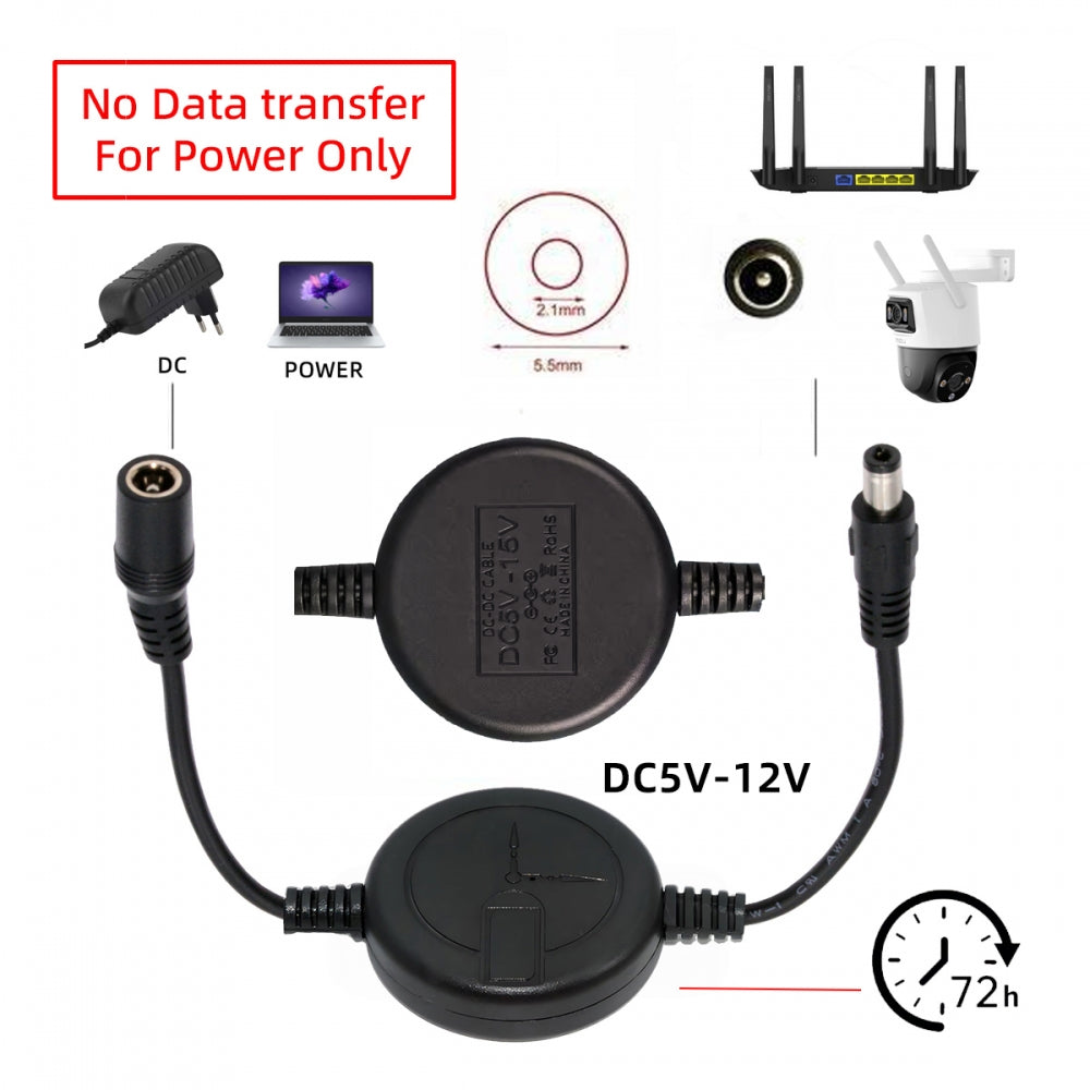 72-Hour Automatic Restarter DC 5.5X2.1mm Extension Power Rebooter Outage Reset Switch Timer Cable Compatible with Router Switcher Modem Camera Monitoring DC5V 12V 15V