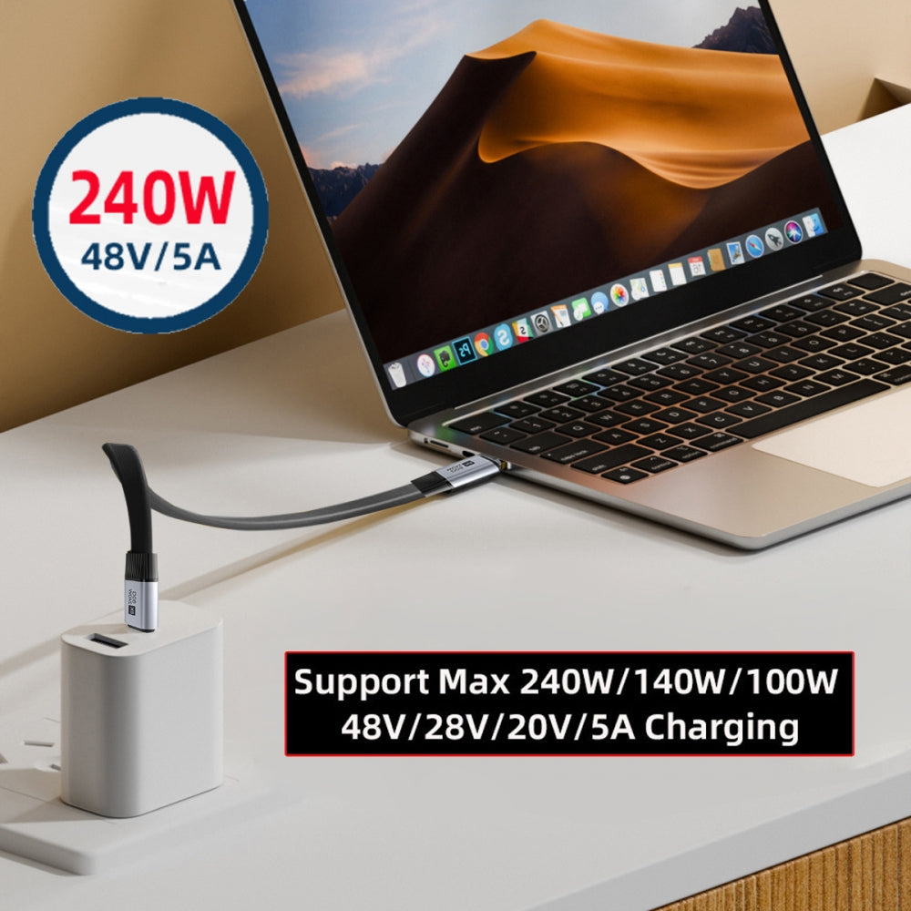 20cm USB5.0 80Gbps Flat Slim FPC Male to Male Extension Cable 240W 16K 8K 60Hz 5K Compatible with 40Gbps USB4.0 Thunderbolt3/4/5