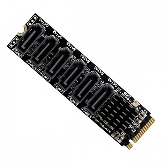 NGFF NVME M-Key PCI Express to SATA 3.0 6Gbps 6 Ports Adapter Converter Hard Drive Extension Card 2280