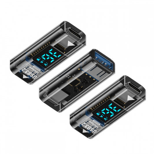 3pcs/lot Type-C Smart LED Display USB-C Female to USB Type-A Female Adapter Data Current Voltage Fast Charging Monitoring Display Tester Detector