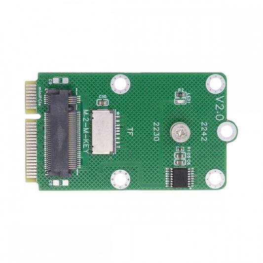 Mini PCI-E Riser Card to USB2.0 TF Card & M.2 NGFF Key-M NVME SSD Adapter Compatible with NAS Industrial Control Motherboard