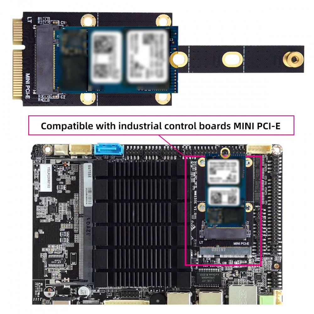 Mini PCI-E Riser Card to NVME M.2 NGFF Key-M NVME SSD Adapter Compatible with NAS Industrial Control Motherboard