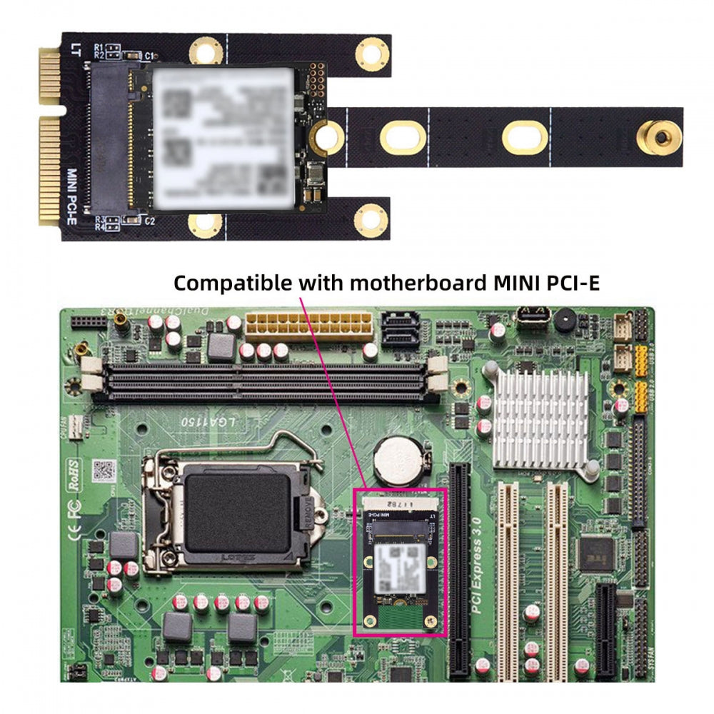 Mini PCI-E Riser Card to NVME M.2 NGFF Key-M NVME SSD Adapter Compatible with NAS Industrial Control Motherboard