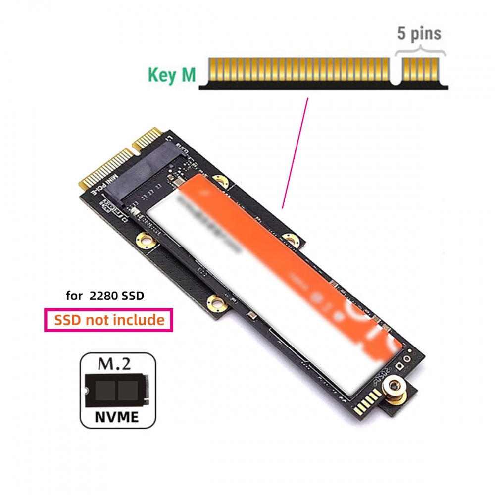 Mini PCI-E Riser Card to NVME M.2 NGFF Key-M NVME SSD Adapter Compatible with NAS Industrial Control Motherboard