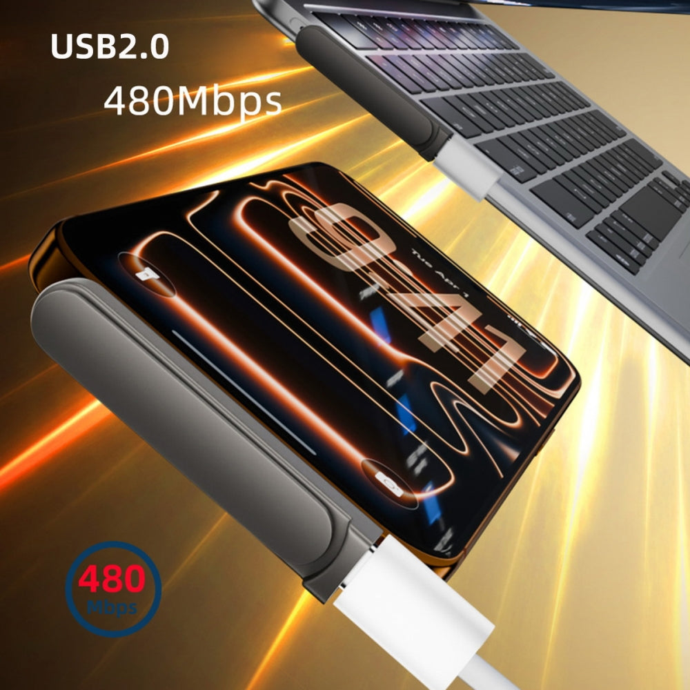 240W Type-C Fast Charging Adapter with Built-in Phone Stand Single Holder Durable Charger Bracket USB-C Male to Female Foldable