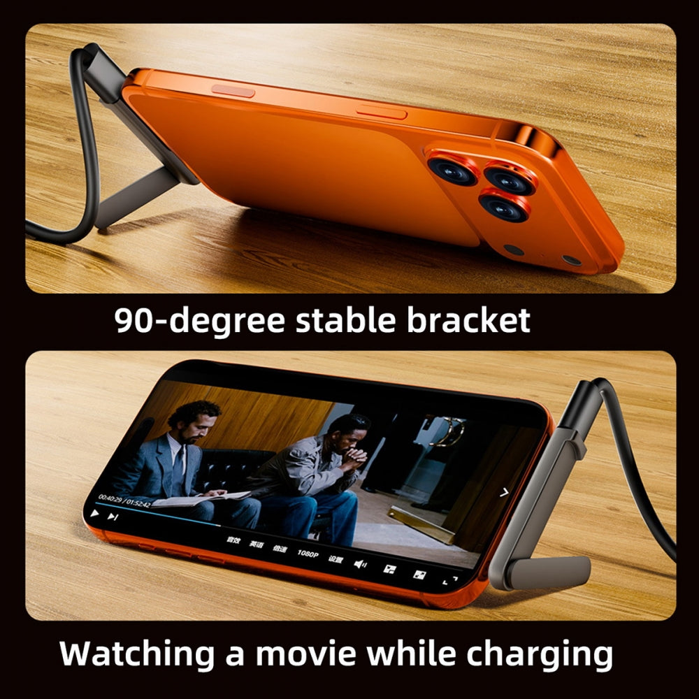 240W Type-C Fast Charging Adapter with Built-in Phone Stand Single Holder Durable Charger Bracket USB-C Male to Female Foldable