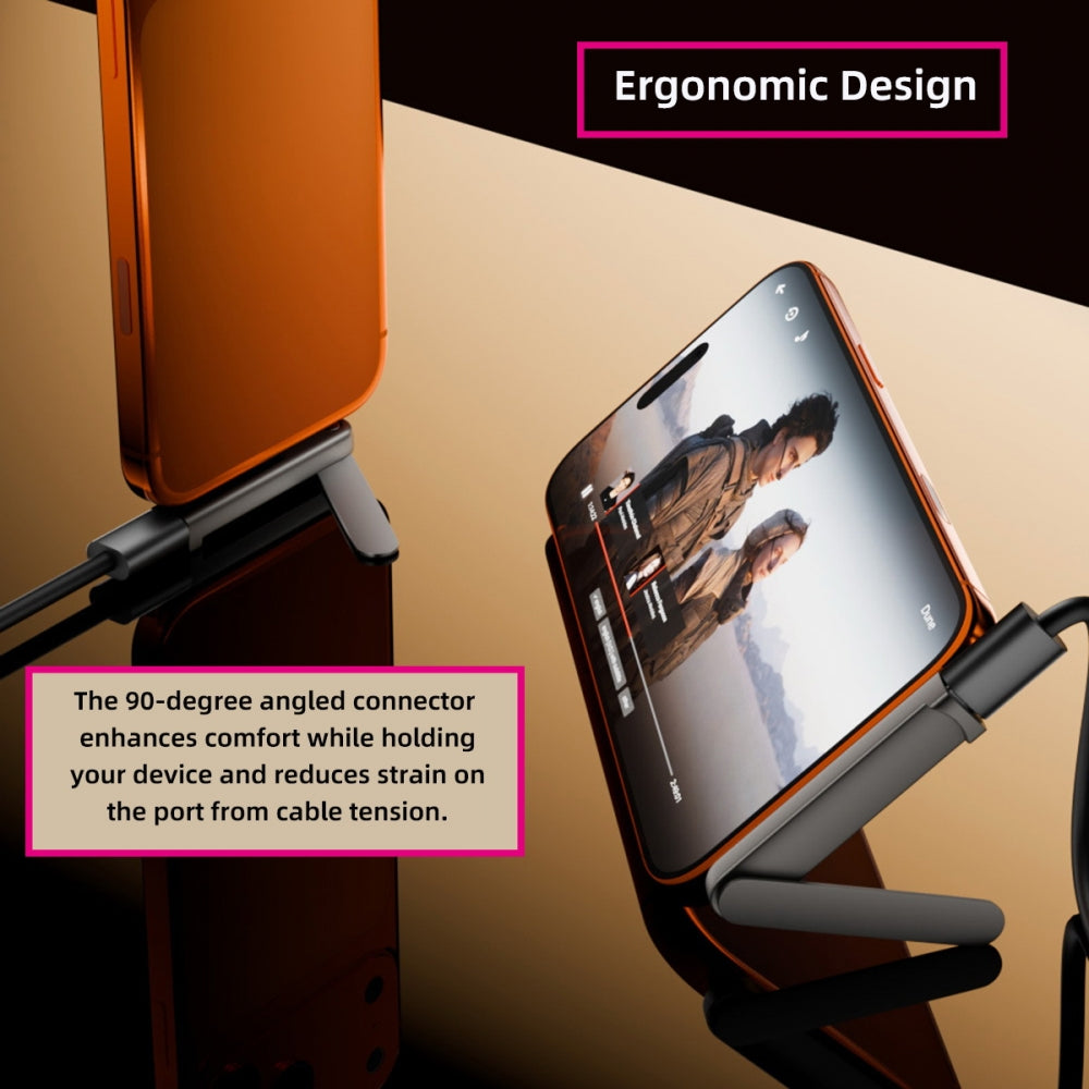 240W Type-C Fast Charging Adapter with Built-in Phone Stand Single Holder Durable Charger Bracket USB-C Male to Female Foldable