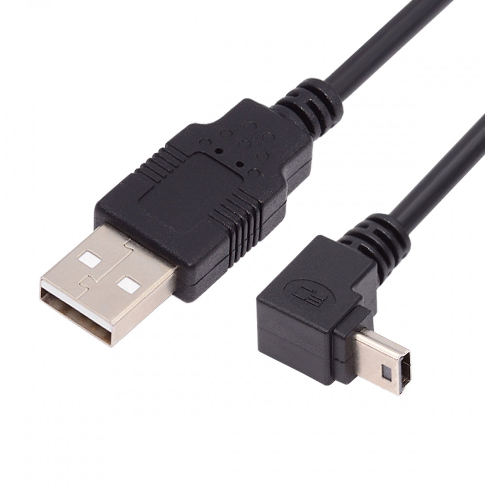 Mini USB2.0 Type-B 5Pin Male Down Angled 90 Degree Connector to USB 2.0 Type-A Male Power Data Cable for Camera GPS MP3 MP4 (50cm)