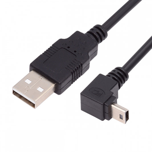 Mini USB2.0 Type-B 5Pin Male Down Angled 90 Degree Connector to USB 2.0 Type-A Male Power Data Cable for Camera GPS MP3 MP4 (50cm)