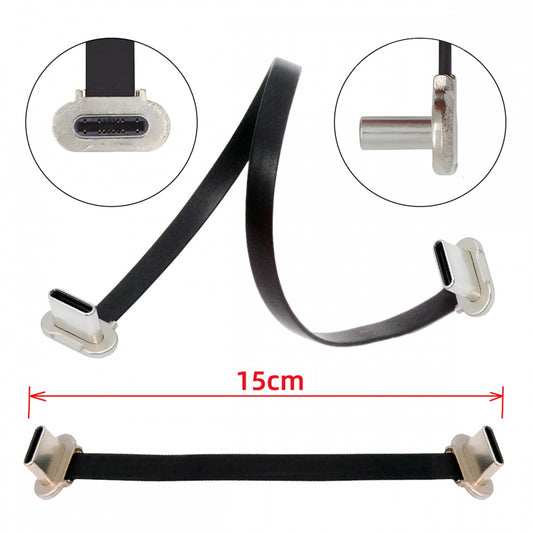 15cm Dual Angled Ultra Slim Flat USB-C Type C to USB-C Power USB2.0 Data Cable 65W Fast Charge for Laptop Tablet Phone