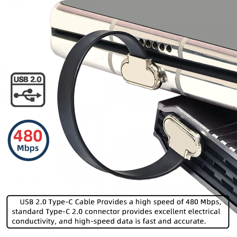 20cm Dual Angled Ultra Slim Flat USB-C Type C to USB-C Power USB2.0 Data Cable 65W Fast Charge for Laptop Tablet Phone