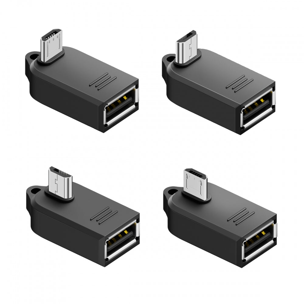 4pcs/lot Micro USB 2.0 Type-B Male to OTG USB2.0 Type-A Female Adapter On-the-Go 90 Degree Angled for Phone Tablet Disk Keyboard Data