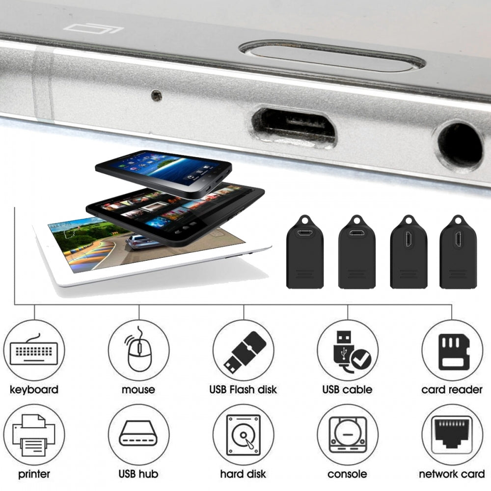 4pcs/lot Micro USB 2.0 Type-B Male to OTG USB2.0 Type-A Female Adapter On-the-Go 90 Degree Angled for Phone Tablet Disk Keyboard Data