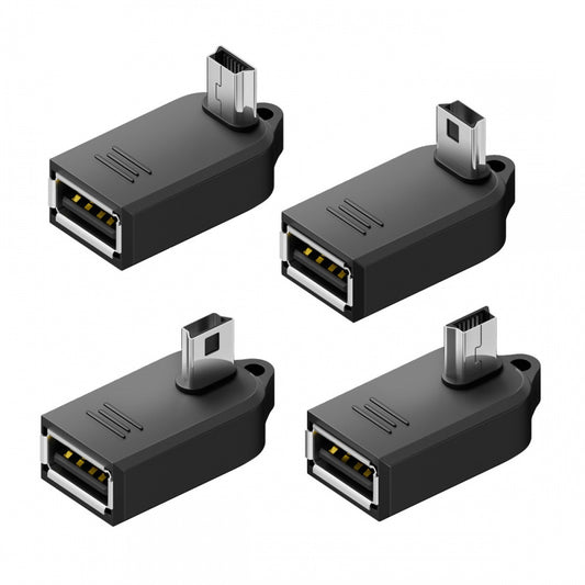 4pcs/lot Mini USB 2.0 Type-B Male to OTG USB2.0 Type-A Female Adapter On-the-Go 90 Degree Angled for Phone Tablet Disk Keyboard Data