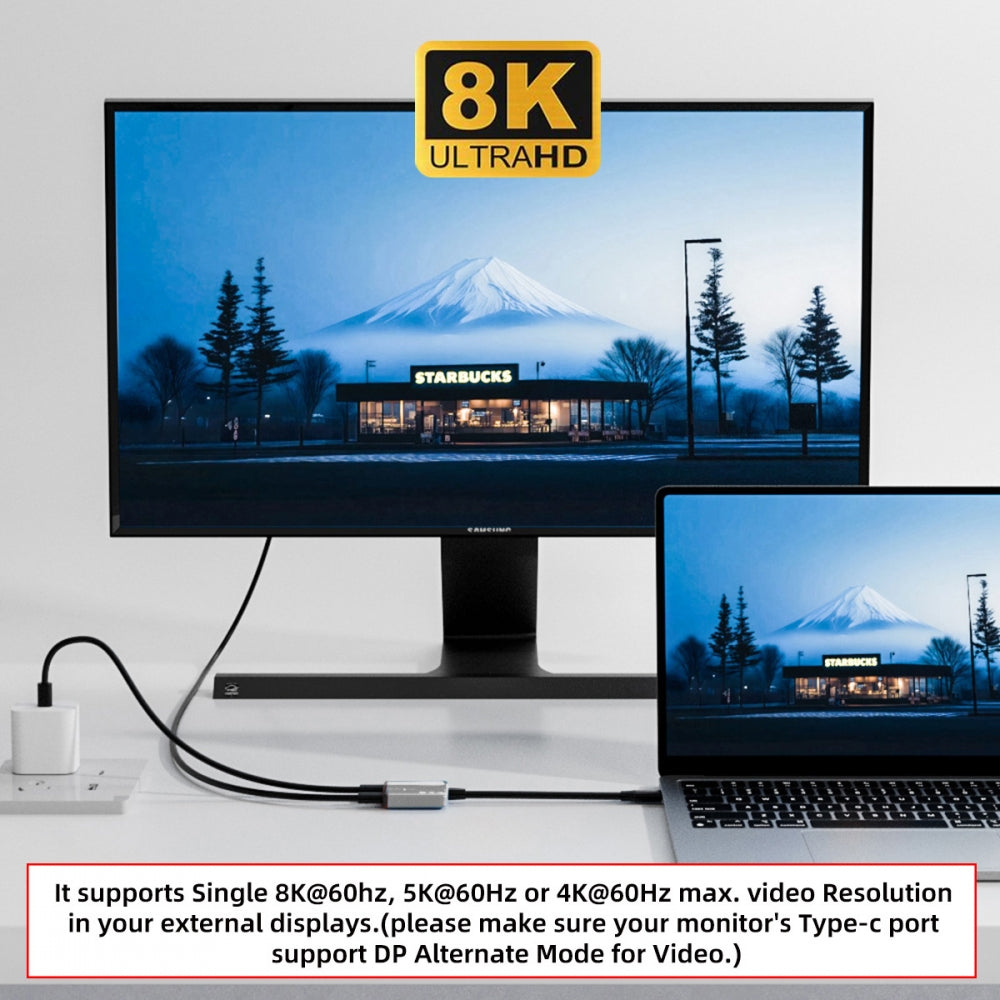 White USB-C Type-C 1-to-2 VR AR Glass OTG 8K Video USB-C Female 100W PD Power Cable for NS Handheld Console Laptop Tablet Phone