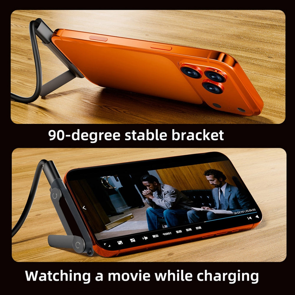 240W Type-C Fast Charging Adapter with Built-in Phone Stand Dual Holder Durable Charger Bracket USB-C Male to Female Foldable