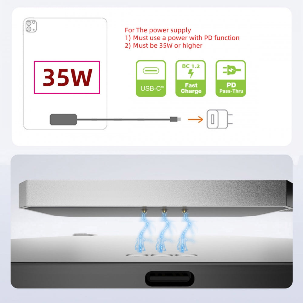 USB-C to Magnetic Charge Cable Compatible with iPad Pro 11 & 13 (M4 M5 2024-2025) 35W Fast Charging Smart Connector Alloy Wireless Charging 2-Meters