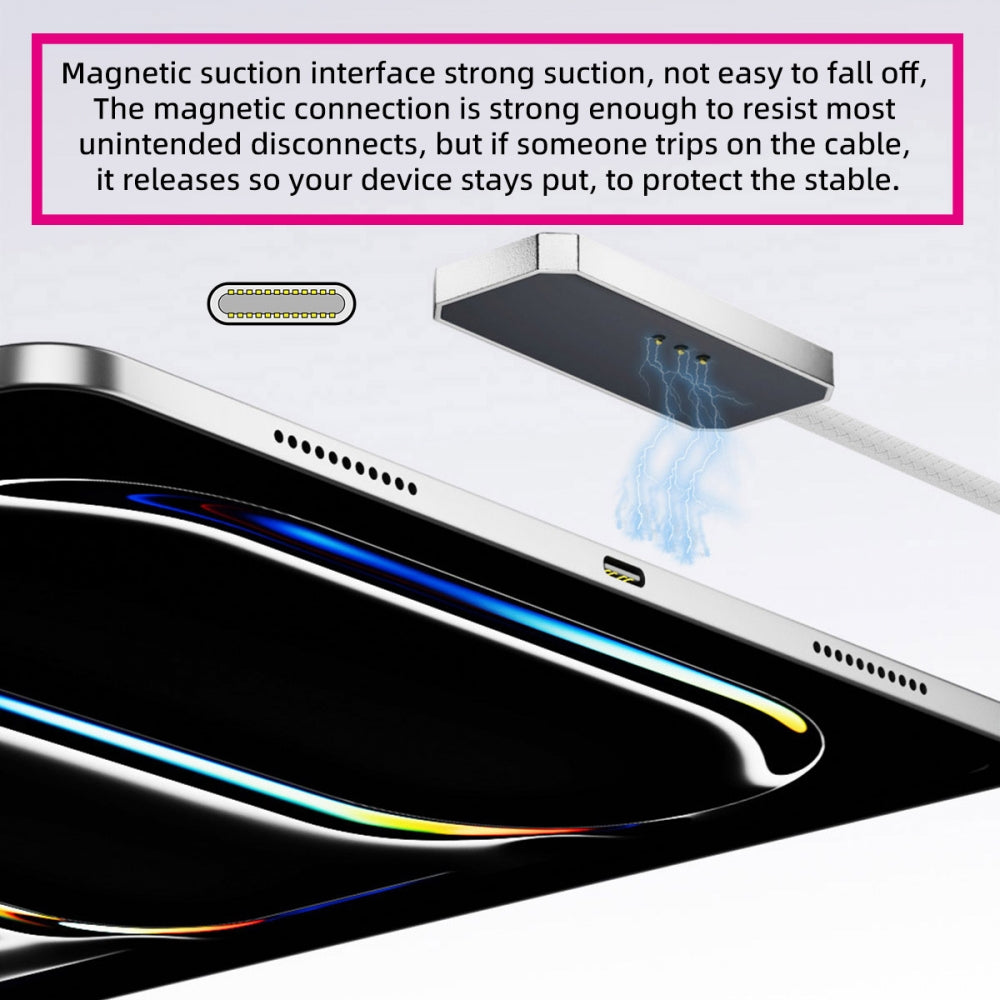 USB-C to Magnetic Charge Cable Compatible with iPad Pro 11 & 13 (M4 M5 2024-2025) 35W Fast Charging Smart Connector Alloy Wireless Charging 2-Meters