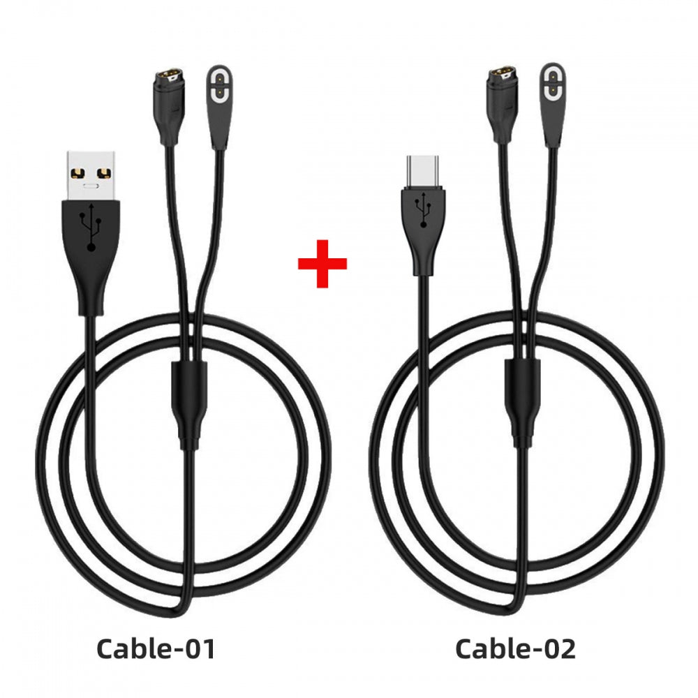 2pcs/lot USB Type-C & Type-A to 2Pin 4Pin Magnetic Smart Watch Earphone Charging Cable Combo Compatible with Garmin Shokz