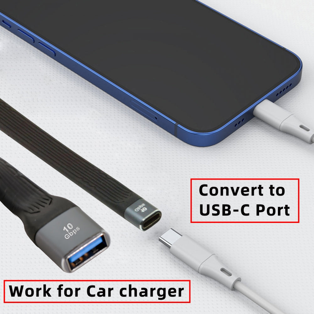 10Gbps USB 3.1 Type C Female to USB3.0 OTG Type A Female Flat Slim FPC Data Cable 13cm for Laptop Phone