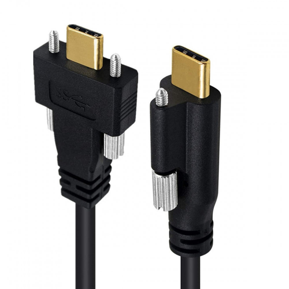 USB 3.1 Type-C Male Single Screw to Dual Thumbscrew USB-C 10Gbps Data Cable Straight Panel Mount Type