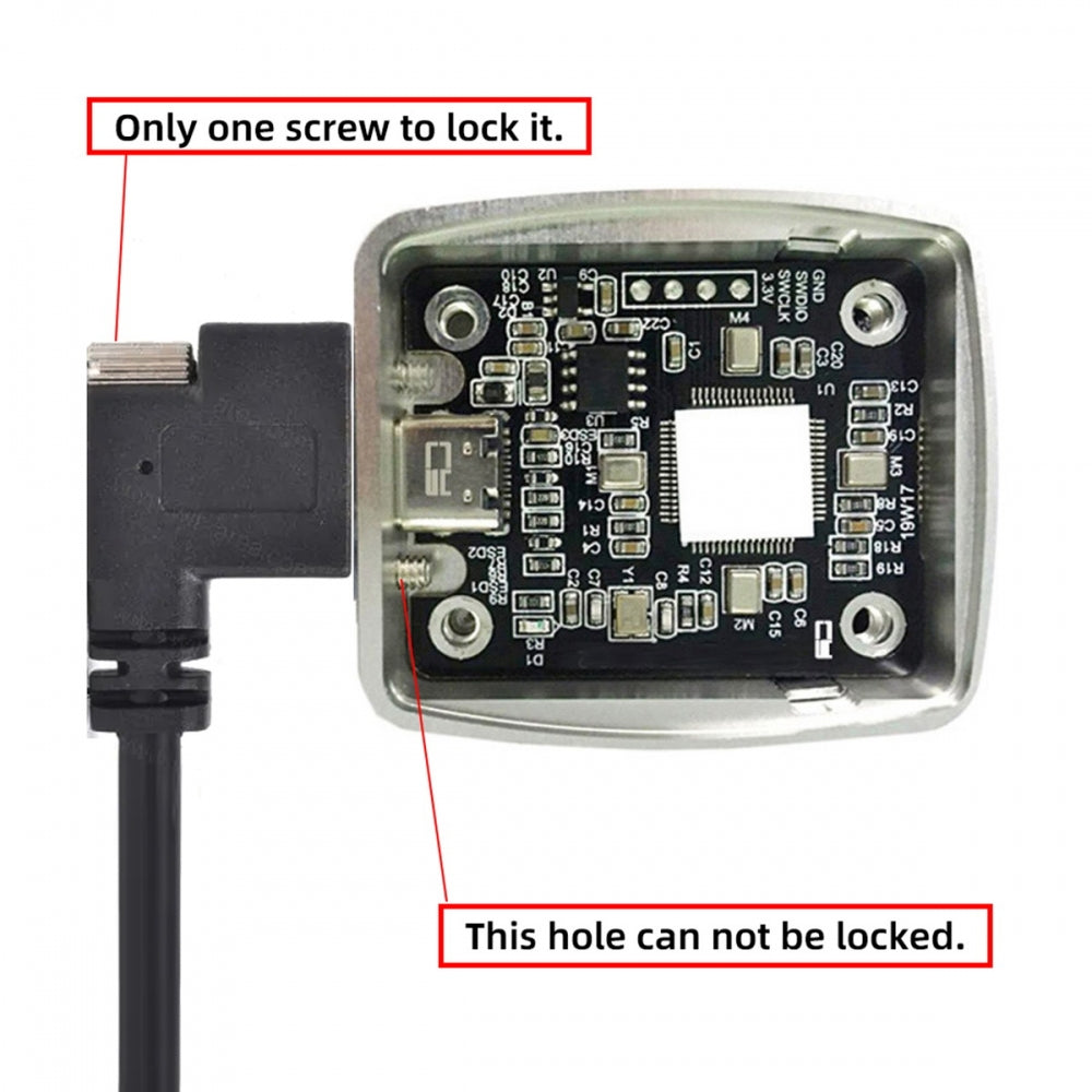 USB 3.1 Type-C Male Dual Screw to Single Thumbscrew Locking USB-C Horizontal 90 Degree Left Right Angled 10Gbps Data Cable Panel Mount Type