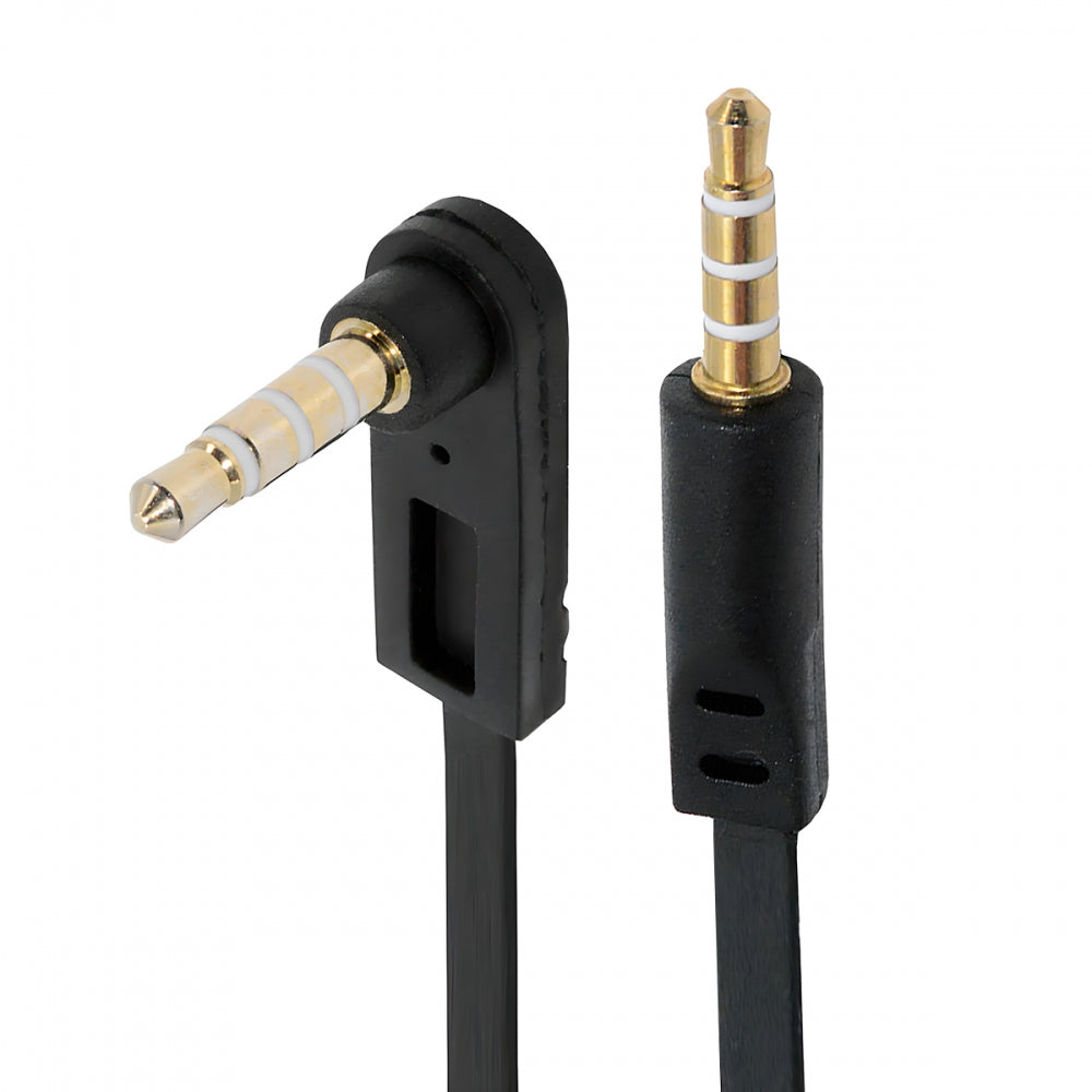 Ultra Slim Flat AUX 3.5mm 4 Poles Audio Stereo Male to Male Extension Speaker Cable 90 Degree Right Angled 15cm